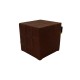 Mini-pc in de vorm van een kubus, gekleed in bruin leer met patronen die op het Franse moederbord zijn gestikt