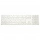 Weiße Bluetooth-Mac-Tastatur mit 9 m Reichweite und 1 Jahr Akkulaufzeit
