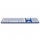Blaue kabellose Tastatur, 1 Jahr Akkulaufzeit, 9 Meter Reichweite
