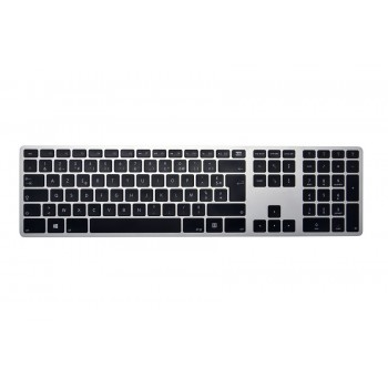 Dunkelgraue kabellose Tastatur im Aluminiumdesign für Windows