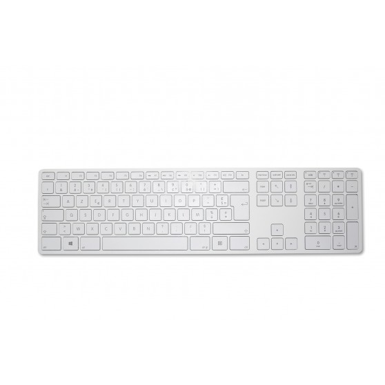 Weiße Tastatur mit oder drahtloser Bluetooth- und USB-Farbquelle