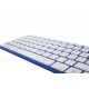 Tastatură qwerty albastră fără fir cu o rază de acțiune de 9 metri